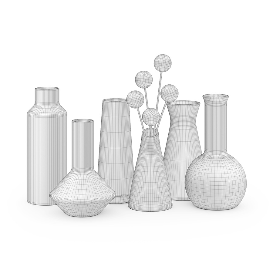  Ceramic  vases set 3d  model 